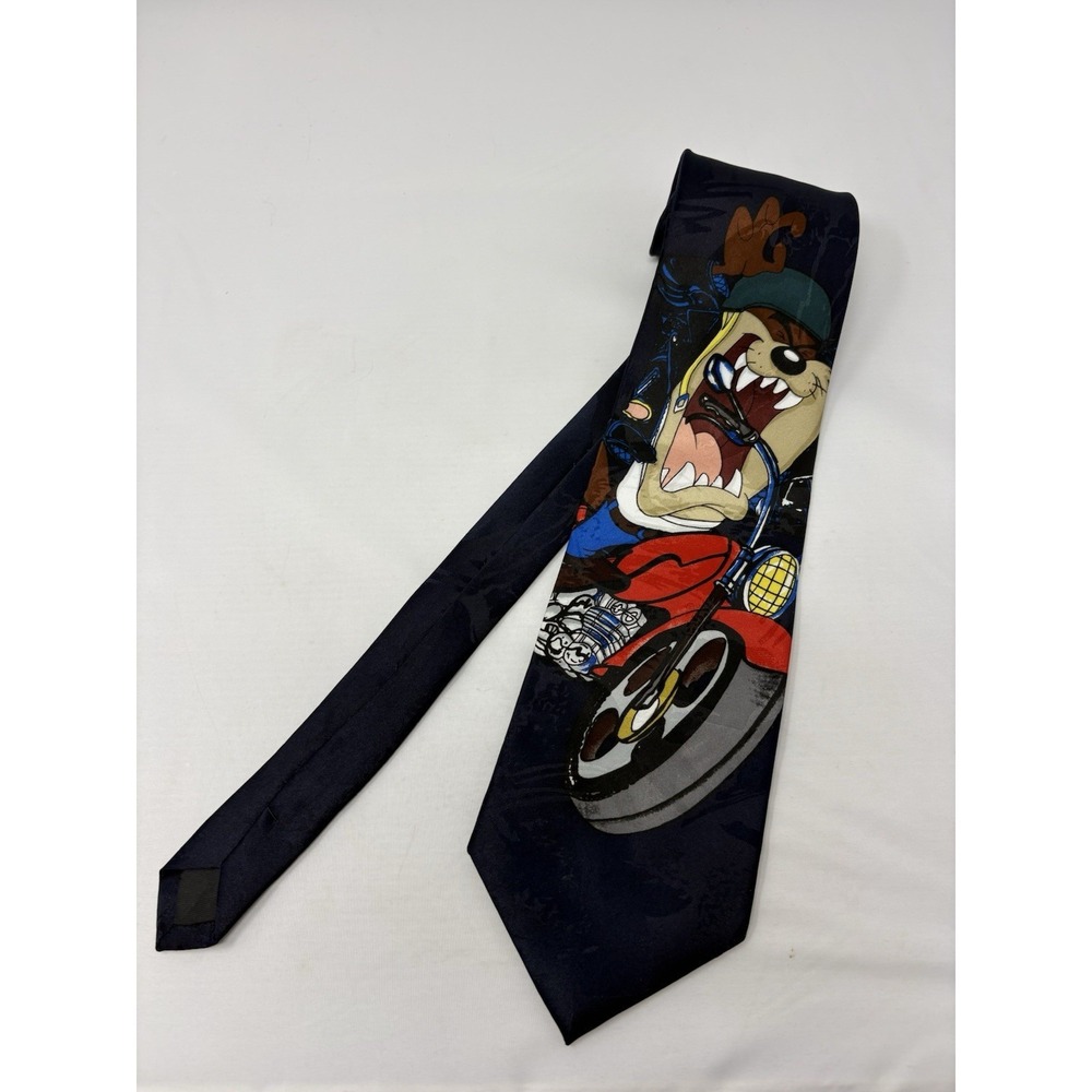 Vintage 1993 Cartoons Looney Tunes Mania- Taz Tasmanian Devil Motorcycle Necktie